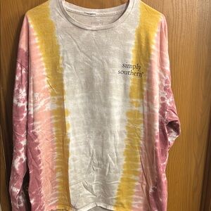 Simply Southern Pink and Yellow Tie-Dye Shirt